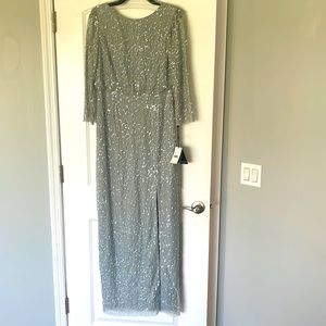 Adrianna Papell Blue Heather Beaded Gown, still with tags, never worn.  Size 6
